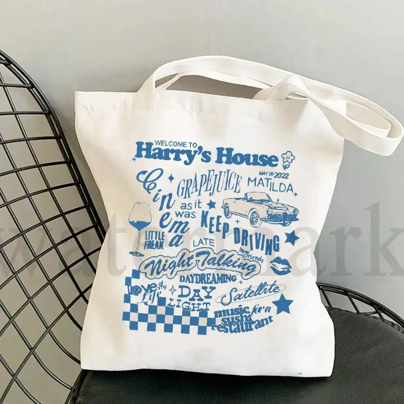 Fashion Y2k Hip Pop Canvas Tote Bag Harry’s House Keep Driving Tote Bag Large Capacity Shopping Bags Shoulder Handbag Unisex