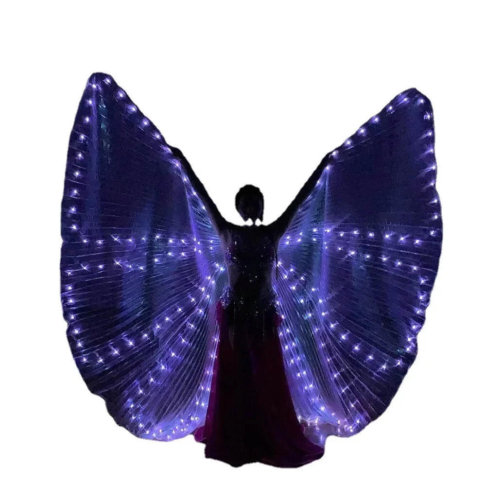 Ali a LED Danza del ventre Farfalla Luce a LED bianca Ali di Iside Spettacolo di festa di nozze Donne Costume per adulti Ali a LED per la danza