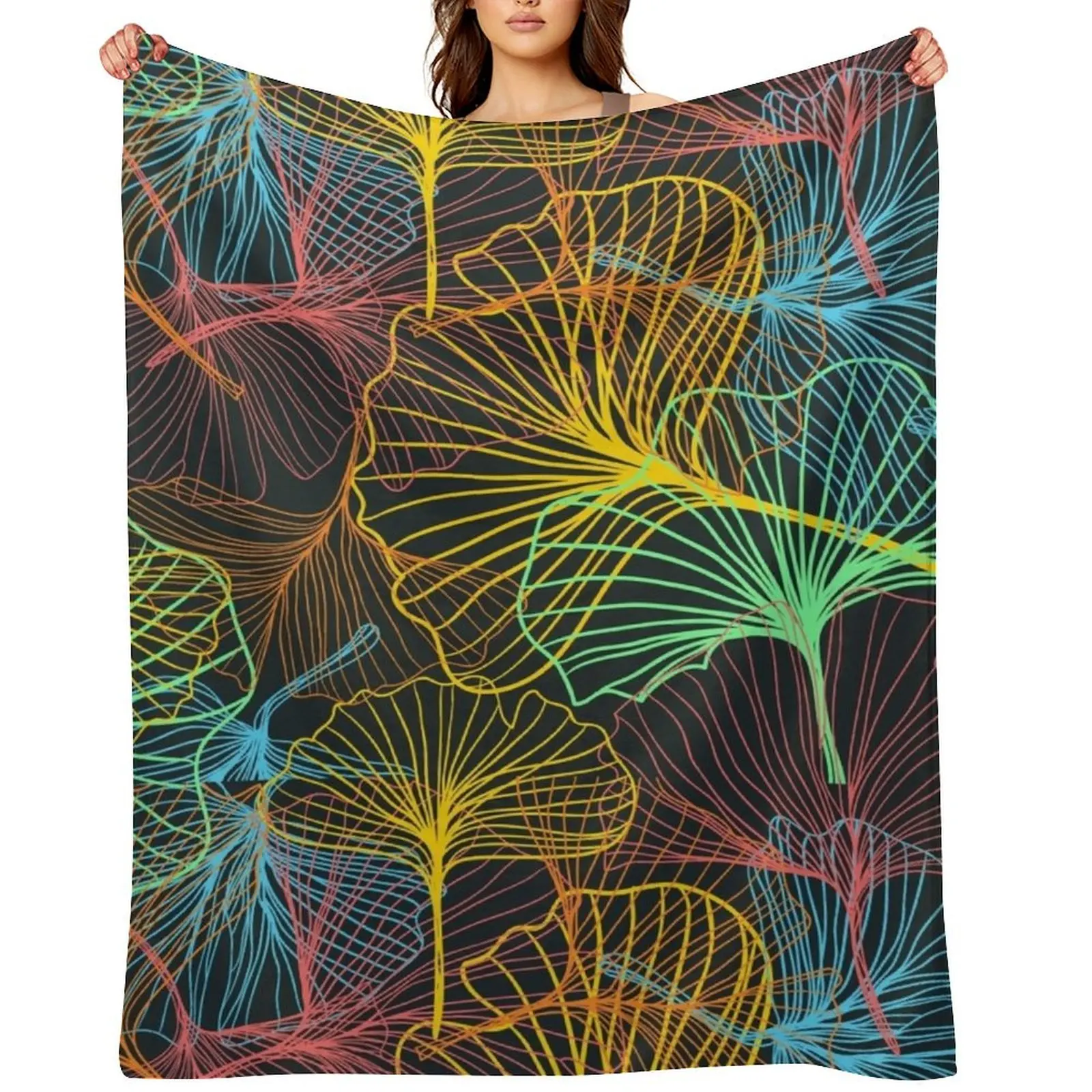 

Super Colored Leafs Tree Plant Floral Pattern Background Throw Blanket Beautifuls Tourist manga Decorative Sofa Blankets