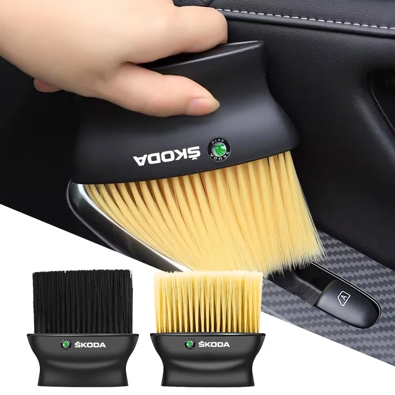 Car Logo Cleaning Brush For Skoda Octavia Fabia Rapid Superb Kodiaq Scala Karoq Citigo Kamiq Roomster Enyaq Car Accessories