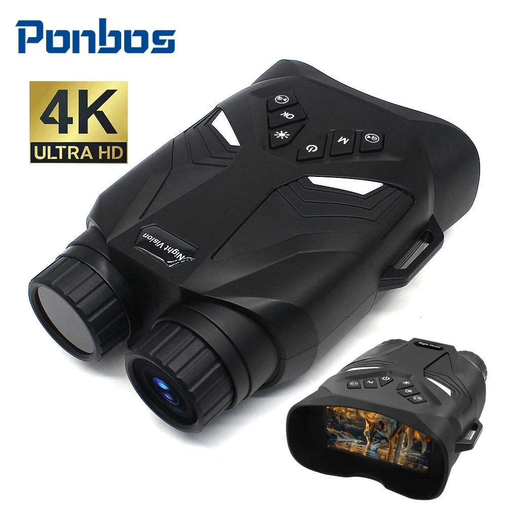

Ponbos DT79 Infrared Night Vision Binocular Telescope Camera 48MP 4K UHD Tactical Binoculars for Hunting Camping