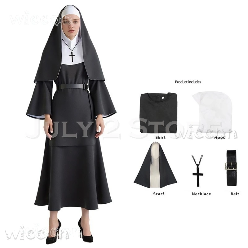 

disfraz Halloween Costumes The Conjuring Nun Valak Cosplay Scary Women Crooked Man Scary Party Black mujer