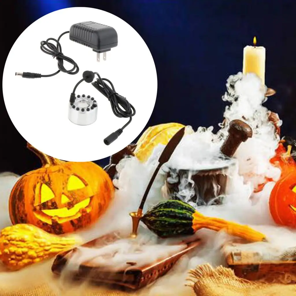 Mini 12 LED Pumpkin Light Fogger Mister Water Fountain Pond Fog Machine Atomizer for Halloween Christmas Party Decoration