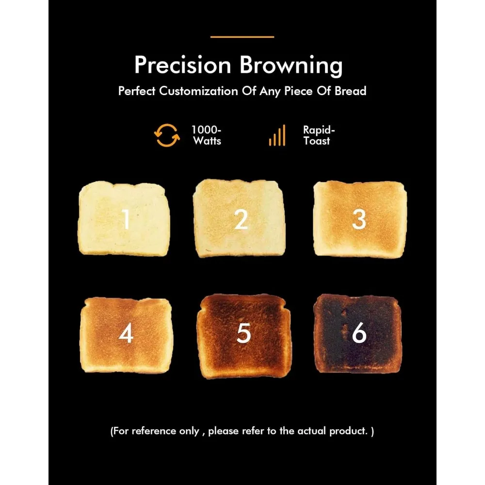 2 Slice Toaster with Extra Wide Slots & Removable Crumb Tray, 6 Browning Options, Auto Shut Off & Frozen Function, Toast Bread