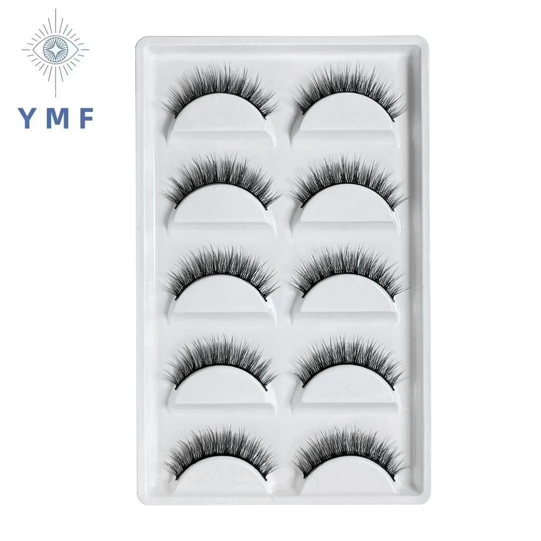 5 Pairs Hot Sale Natural Long 6D Fiber Lashes Soft Short Faux Cils Handmade Fake Lashes Makeup Tool Eyelash Extension maquiagem