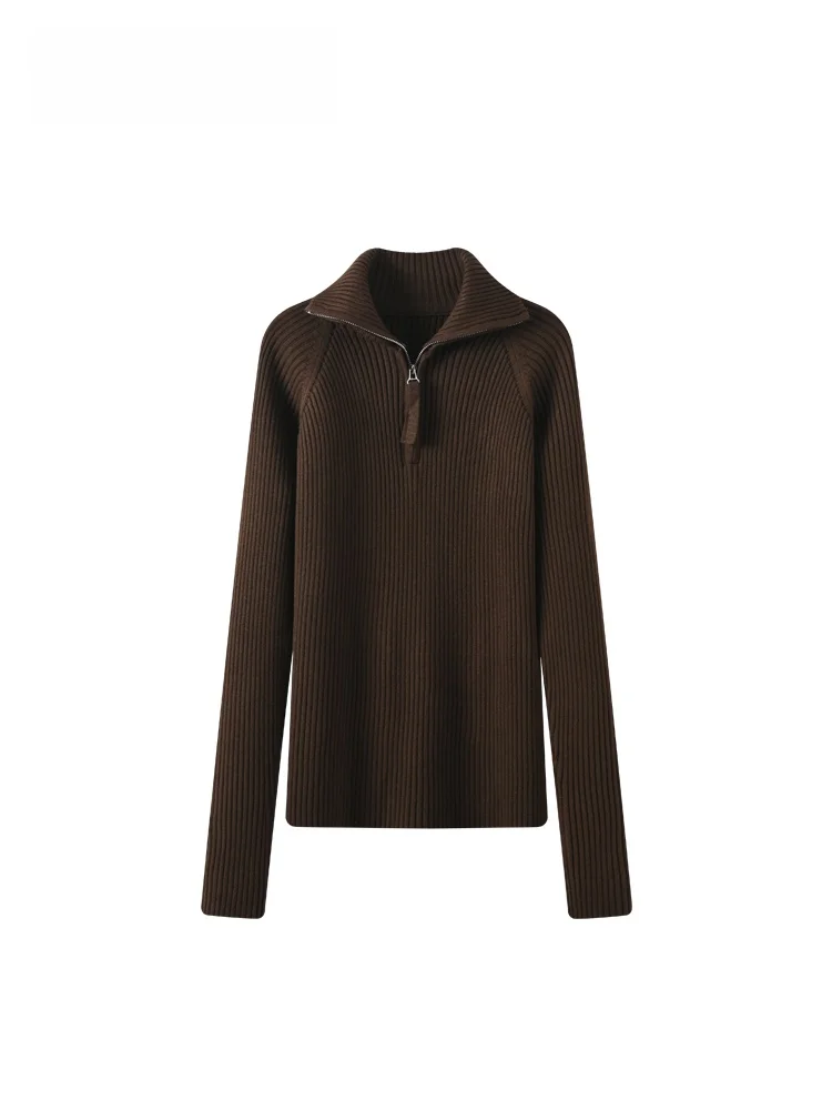 

Женский утепленный вязаный свитер больших размеров с длинными рукавами, теплый и комфортный, свободного кроя, с высоким воротником, для осени и зимы