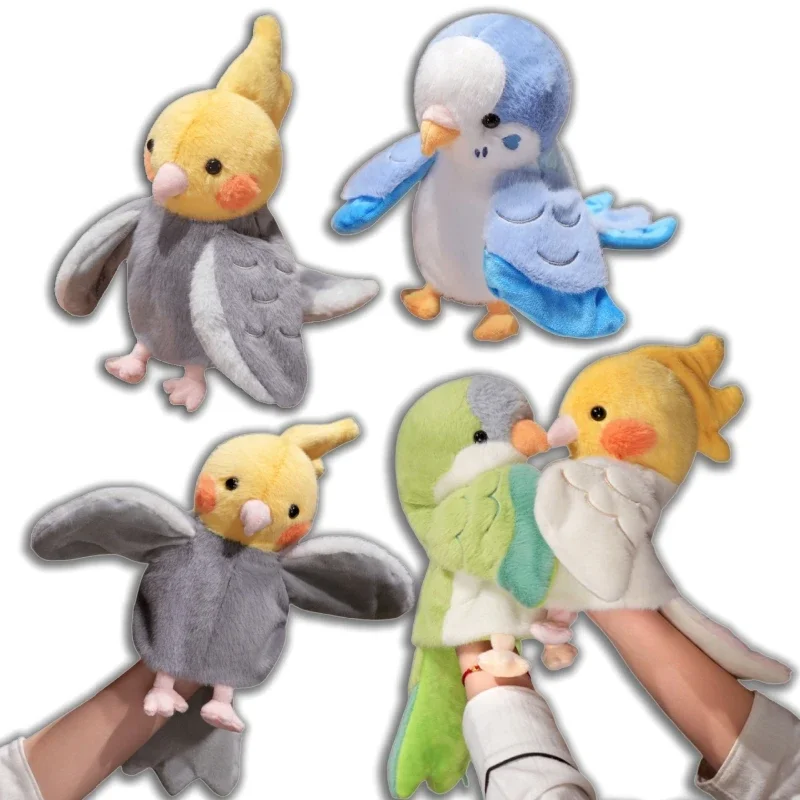 20cm Cartoon Parrot Bird Hand Puppet Cockatiel Game Doll Lovely Bird Cockatiel Appease Education Toys Birthday Gifts