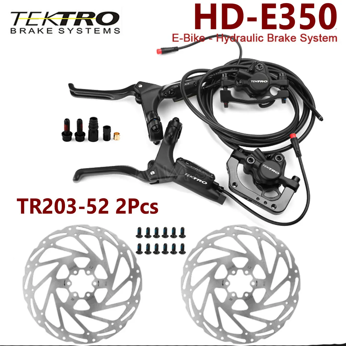 Tektro eBike Hydraulische Schijfrem HD-E350 E3520 2 Pins Mannelijke Elektrische Fiets Schijfrem 160mm 180mm 203mm Rotor MTB Rem Onderdelen