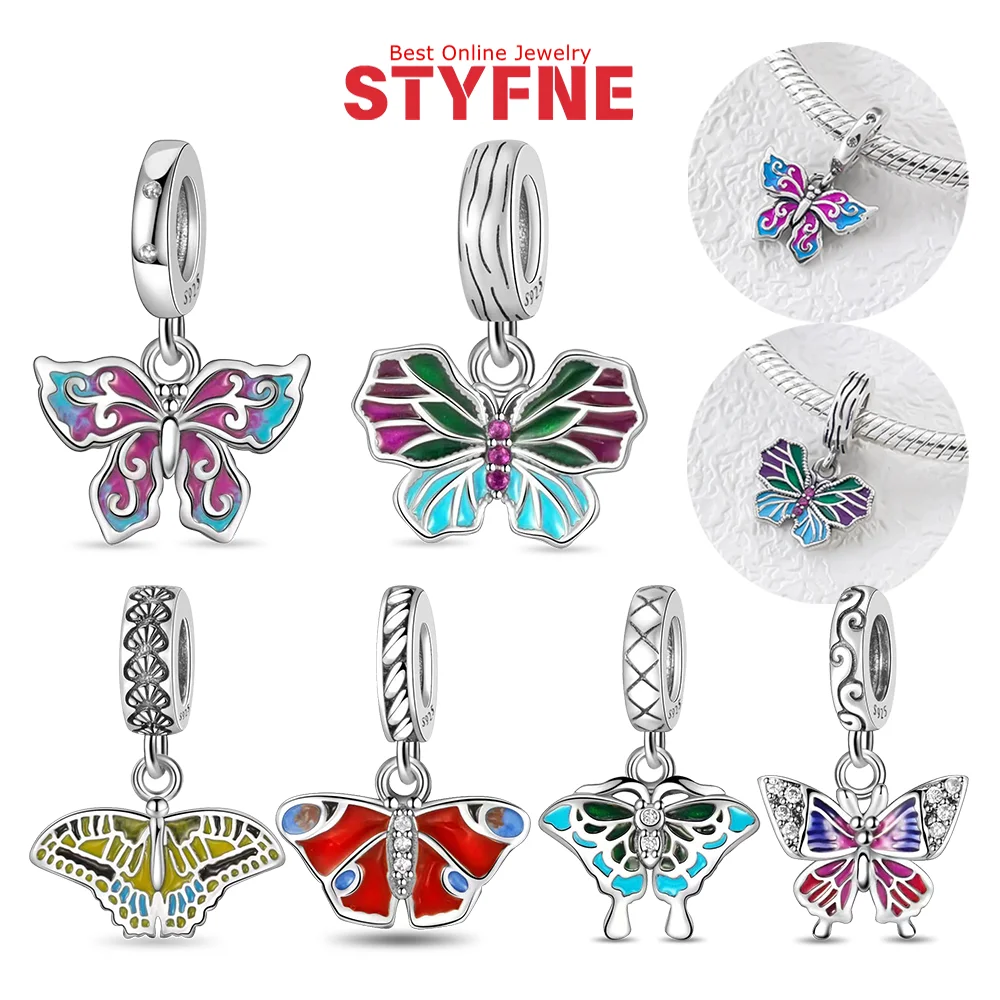 

Новые оригинальные подвески, красная бабочка, циркониевые бусины, кулон, подходит для браслета из стерлингового серебра 925 пробы, сделай сам, женские ювелирные изделия, прекрасный подарок на день рождения