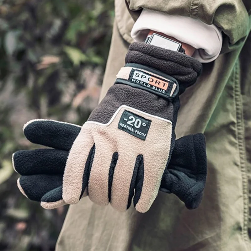 -20β Velvet Ski Gloves Fleece Winter Thermal Men Outdoor Sports Non Slip Wind Warm Full Finger Hand Glove Mountain Riding Mitten