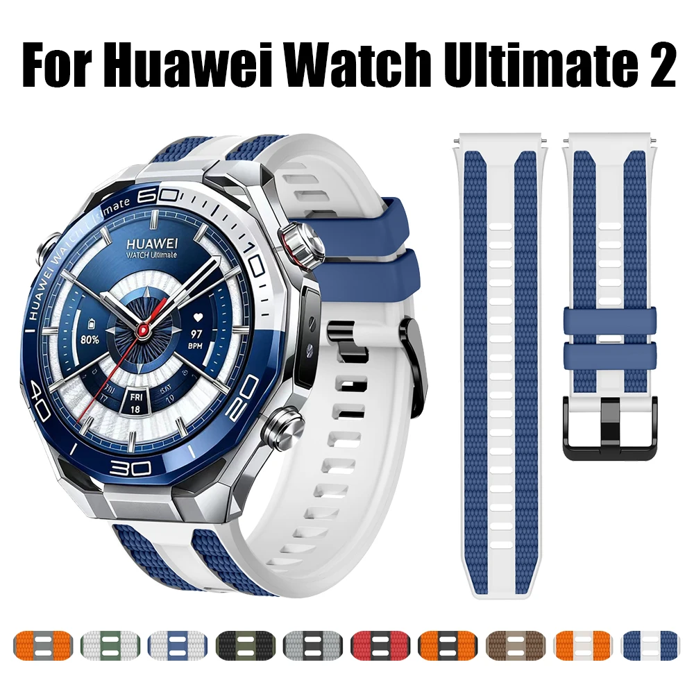 

Официальный силиконовый ремешок 1:1 для Huawei Watch Ultimate 2, ремешок для GT6, GT5, GT4, GT3 Pro, 46 мм, двухцветный браслет, ремешки для часов 22 мм
