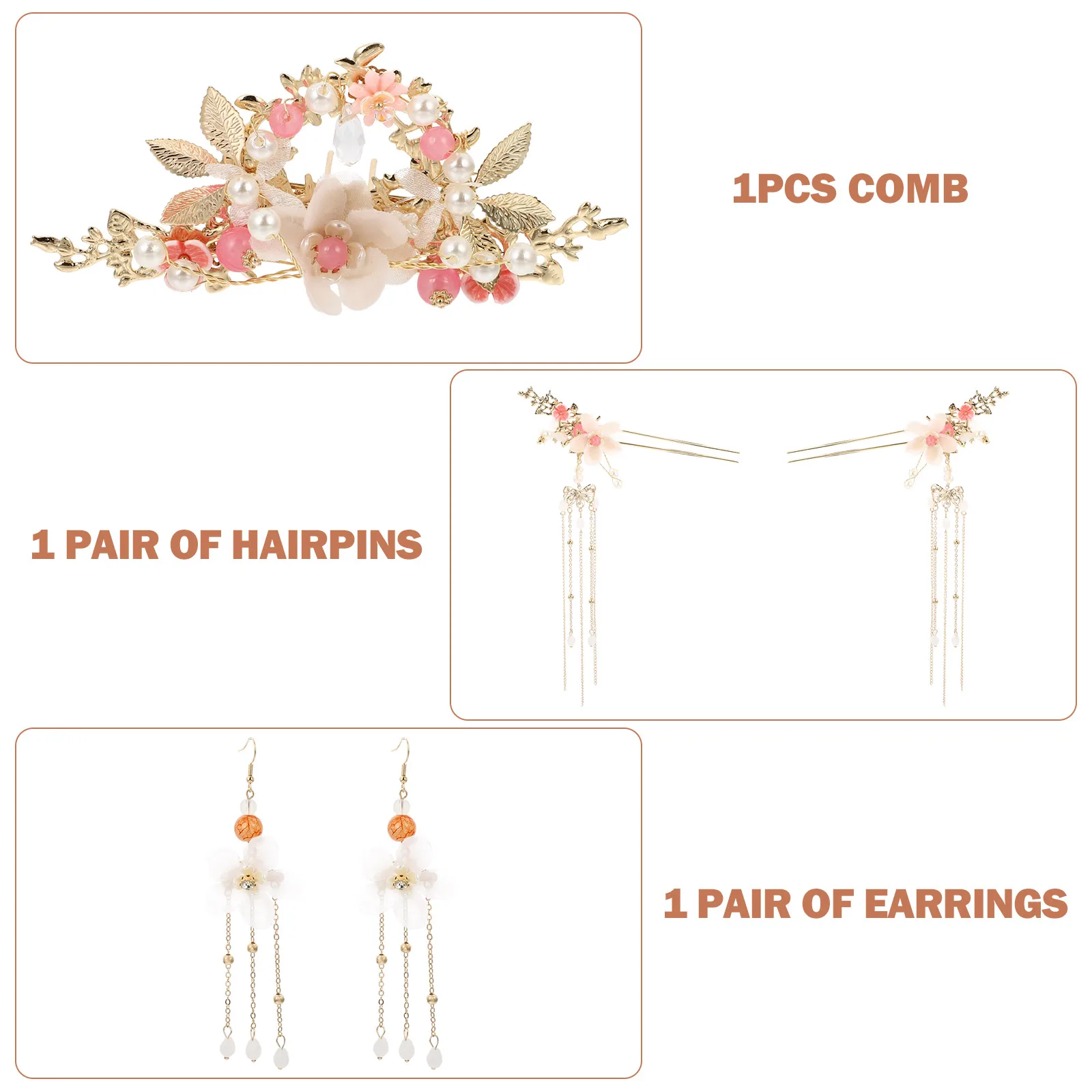 

Ancient Style Headdress Suit Chinese Hanfu Hair Accessories Girls Long Tassels Jewelry Ornaments Bridal Wedding Prom Bridesmaids