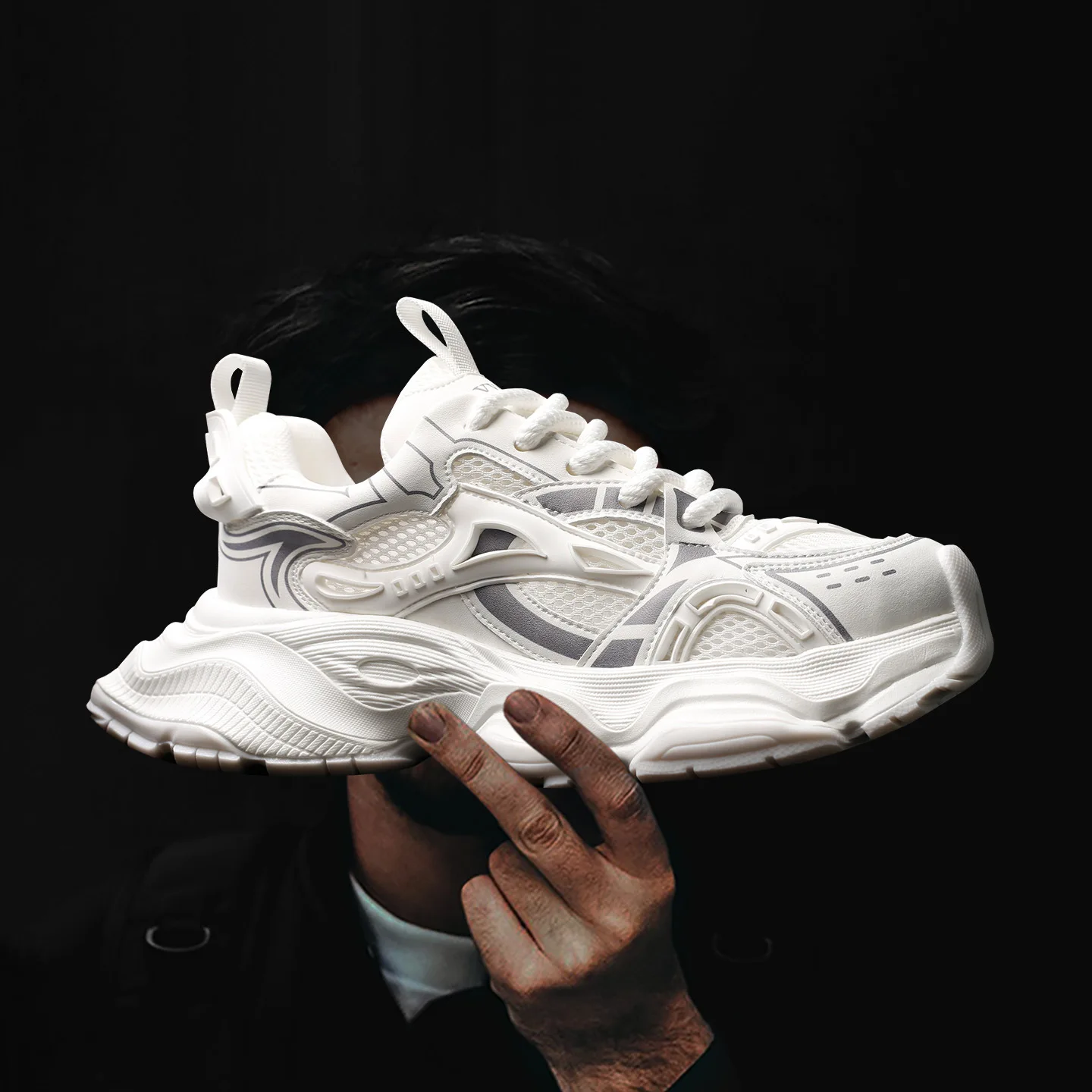 

Thick soled dad shoes with breathable mesh for increased comfort and casual wear. Popular men's shoes for sports and leisure
