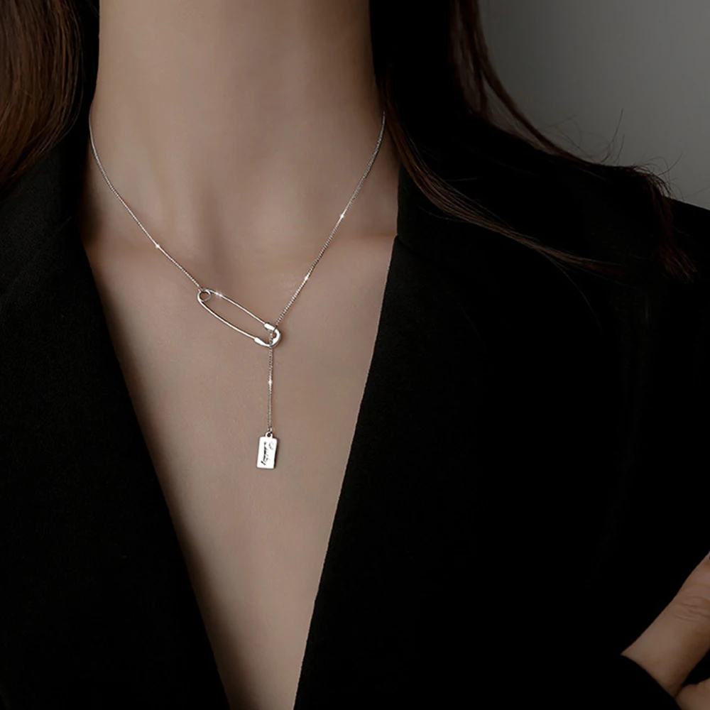 Gifts Paperclip Pendant Charm New Design Temperament Clavicle Chain Pin Necklace Chocker Women Jwelry