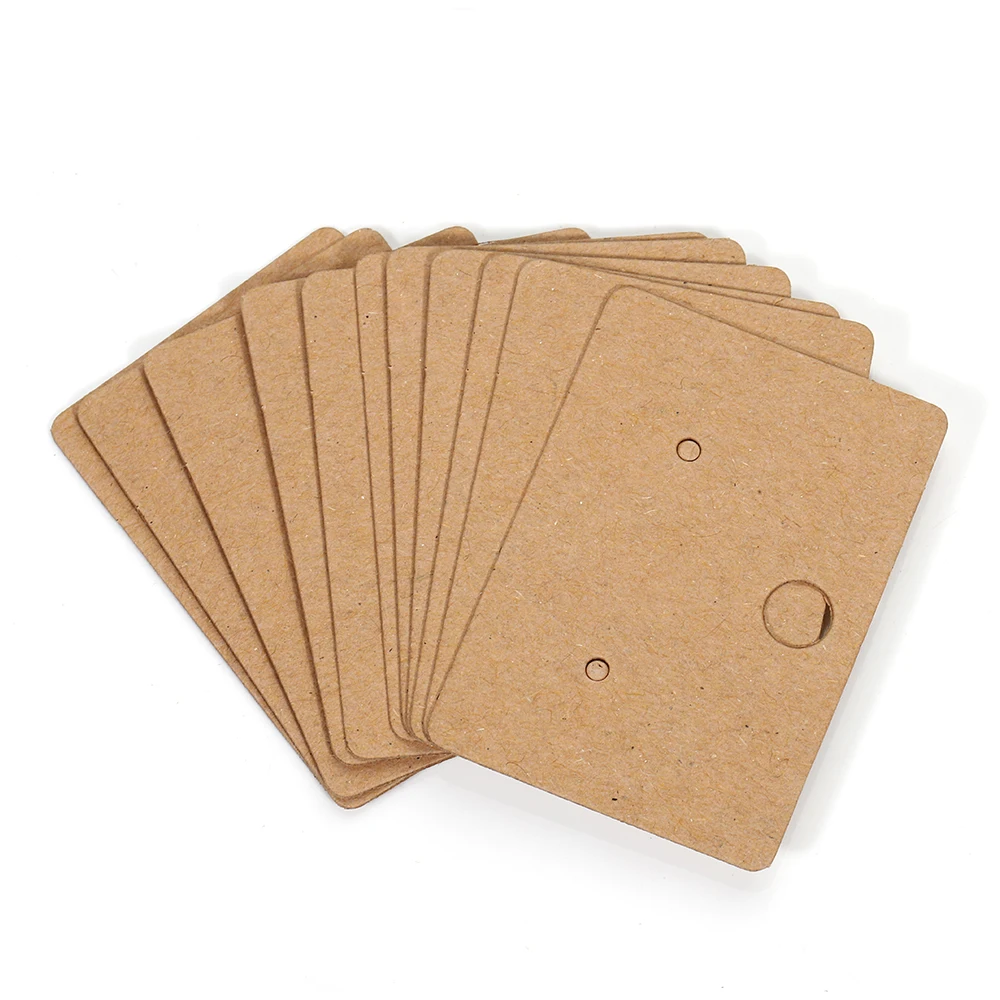 50pcs 3.5x2.5cm Blank Kraft Paper Card for Jewelry Display Ear Studs Earring Holder Retail Price Tag Cards Cardboard Packaging