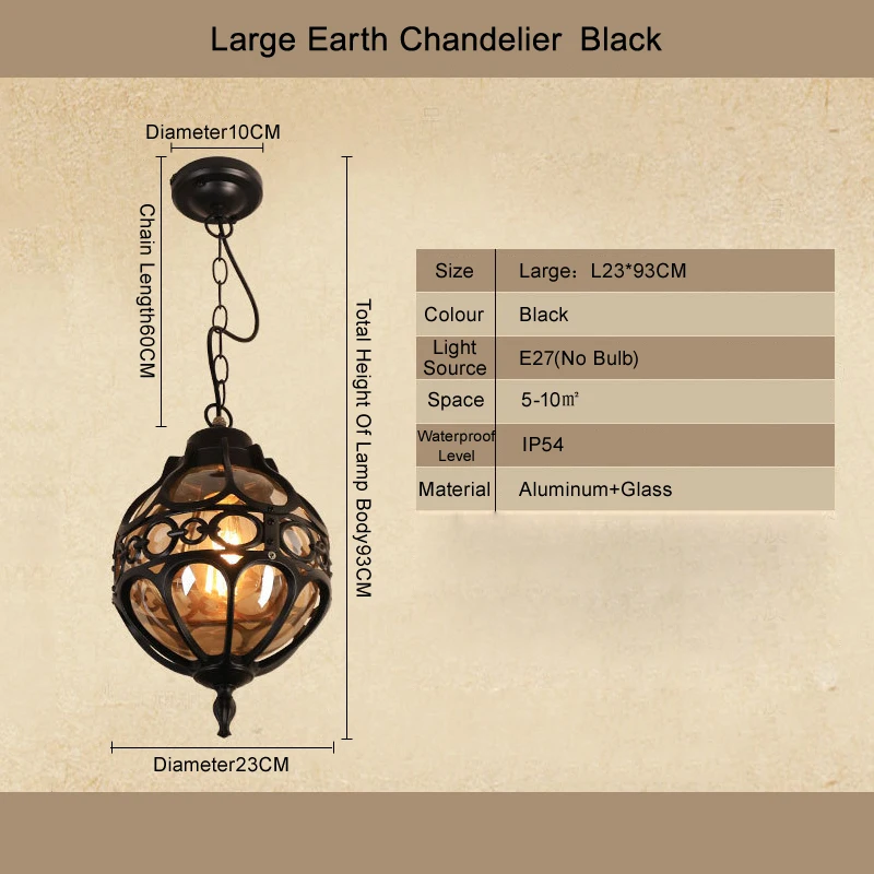 Europese Outdoor Waterdichte Hanglampen Retro Balkon Gang Gangpad Druif Frame Kroonluchters Loft Restaurant Lampen Armatuur
