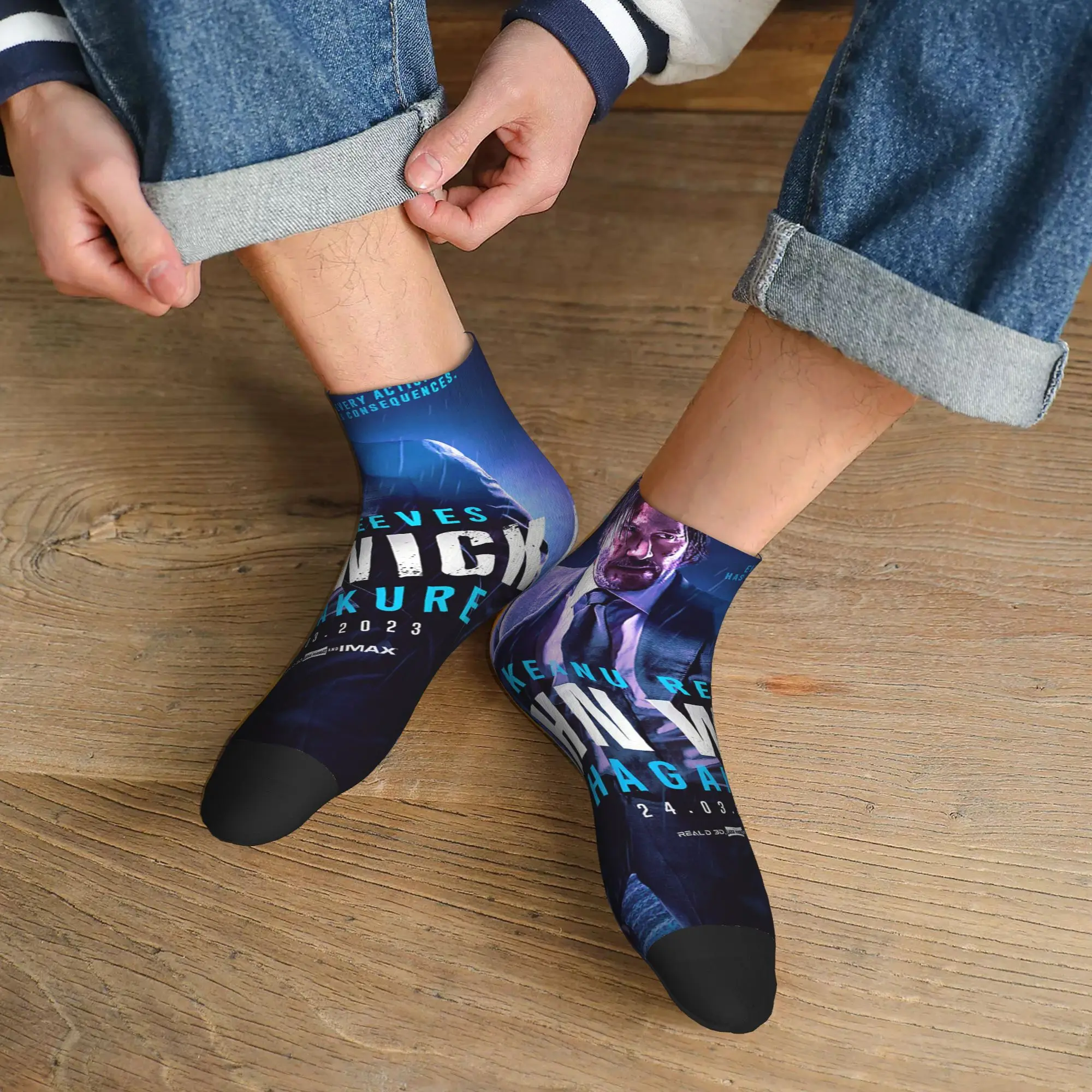 

All Seasons John Wick 4 Movie Socks Harajuku High Quality Crew Socks Hip Hop Stockings for Men Women Gifts