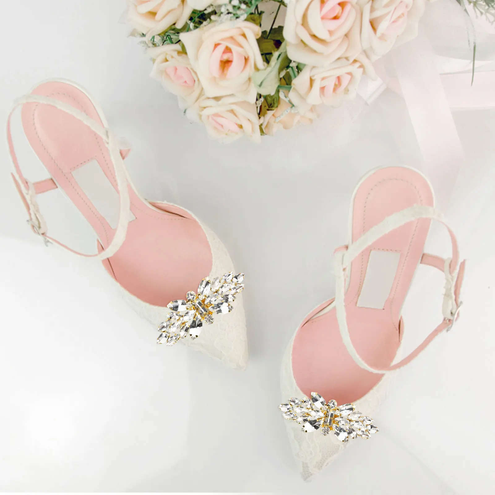 

2 Pcs Wedding Dress High Heels Shoe Decoration Jewelry Clips Rhinestone for Shoes Buckle