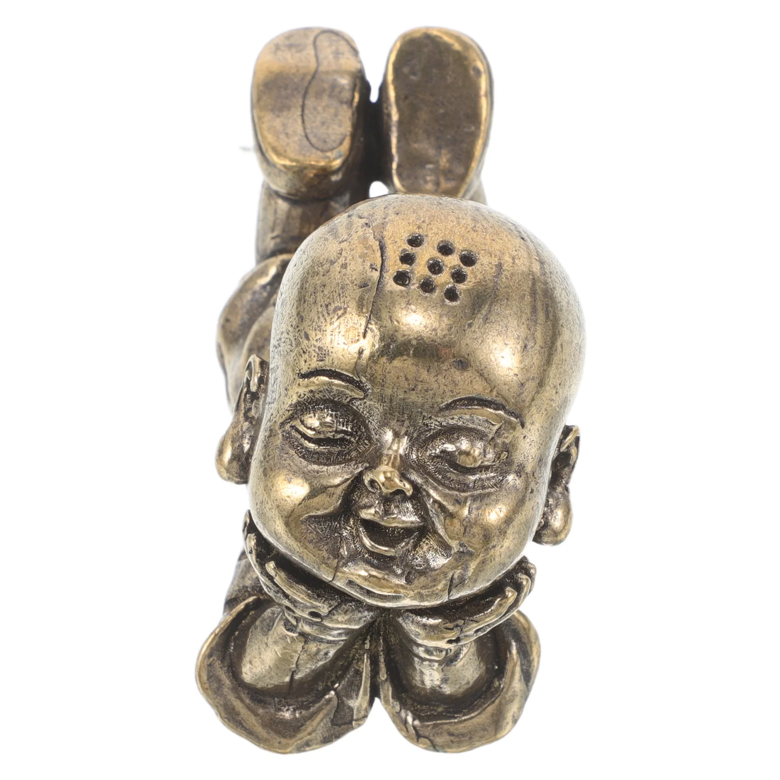 

Brass Monk Statue Miniature Solid Buddha Sculpture for Desk Living Room Office Zen Garden Ornament Brass Figurines and Statues