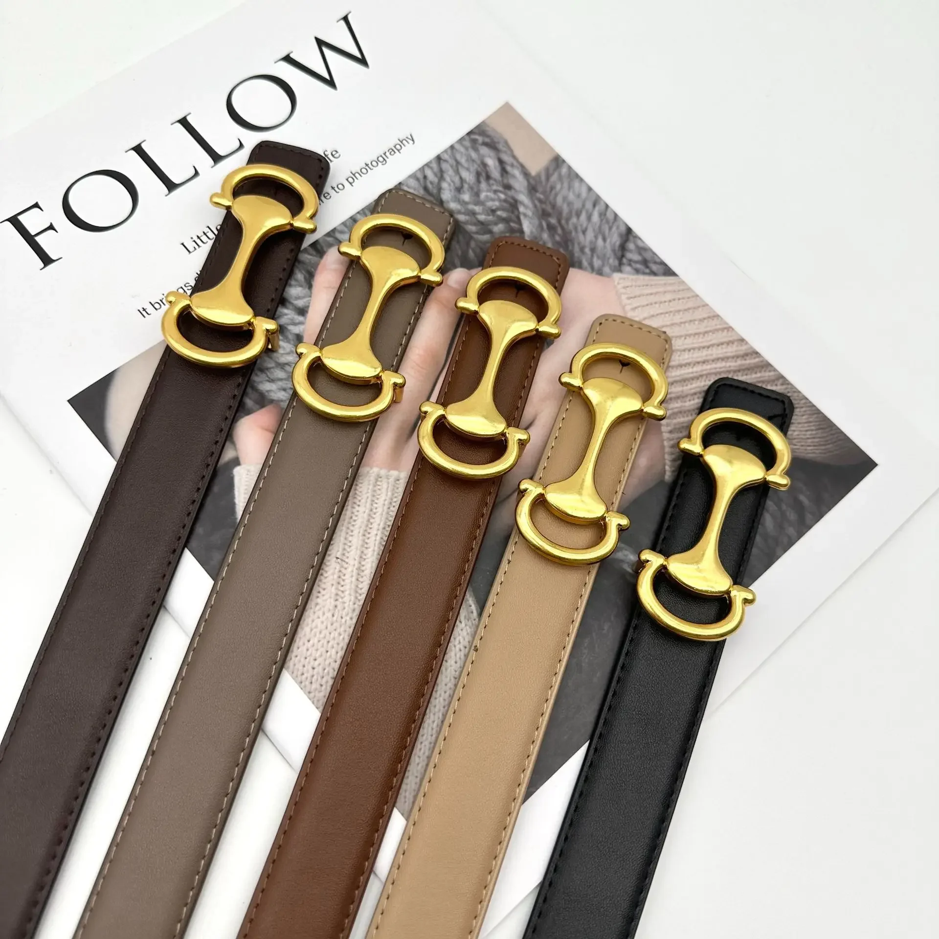 Cinto de couro real simples moda fivela suave cinto feminino coreia decoração todos os jogos terno jeans cinto em estoque