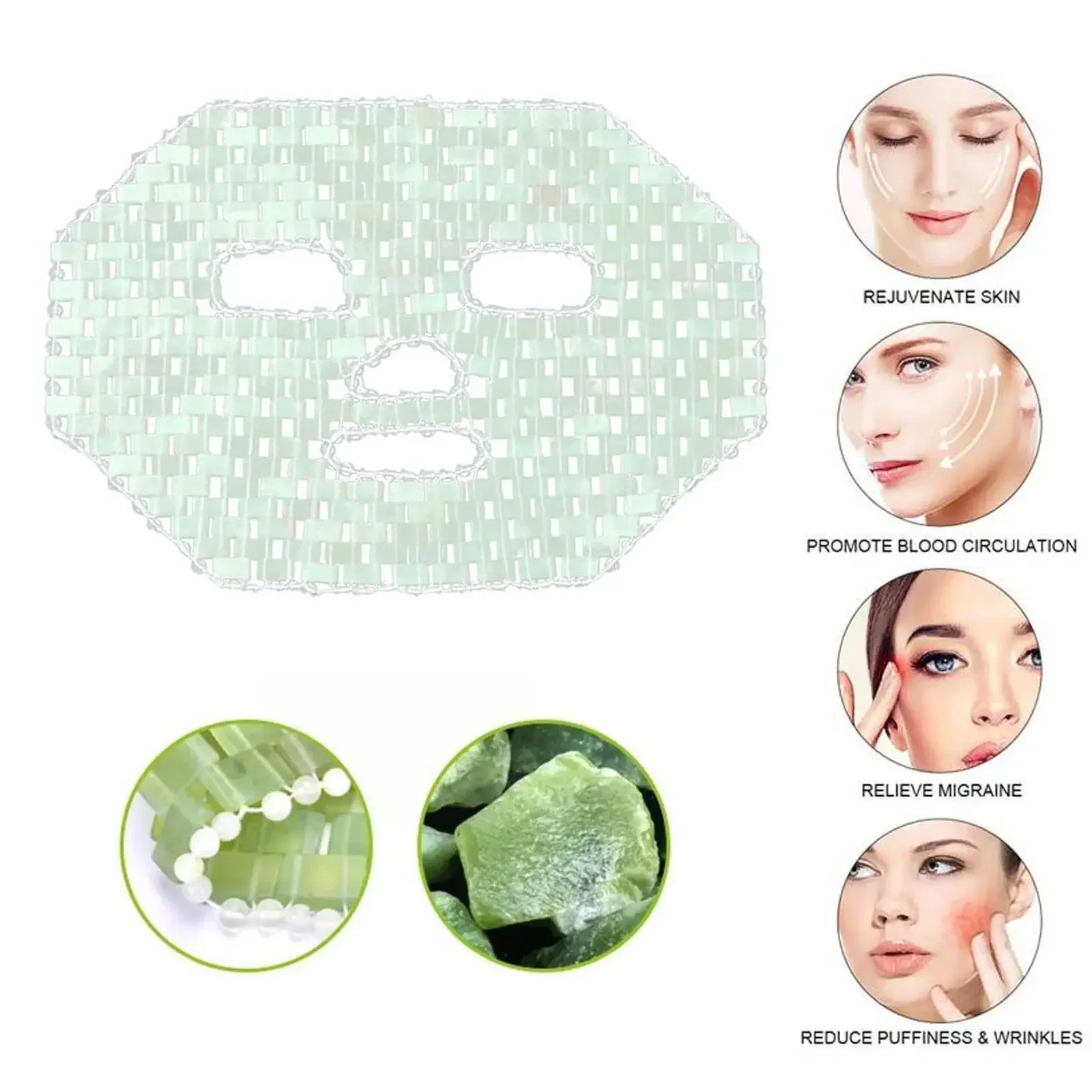 Pedras de jade naturais máscara anti-envelhecimento dor facial terapia calmante dormir relaxar máscaras rosto cuidados com a pele massagem resfriamento spa ferramenta de beleza máscara rejuvenescer a pele