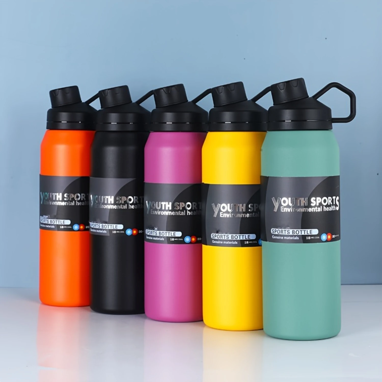 

1pc Large Capacity Sports Water Bottle Stainless Steel Vacuum Insulation Cup Outdoor Water Cup