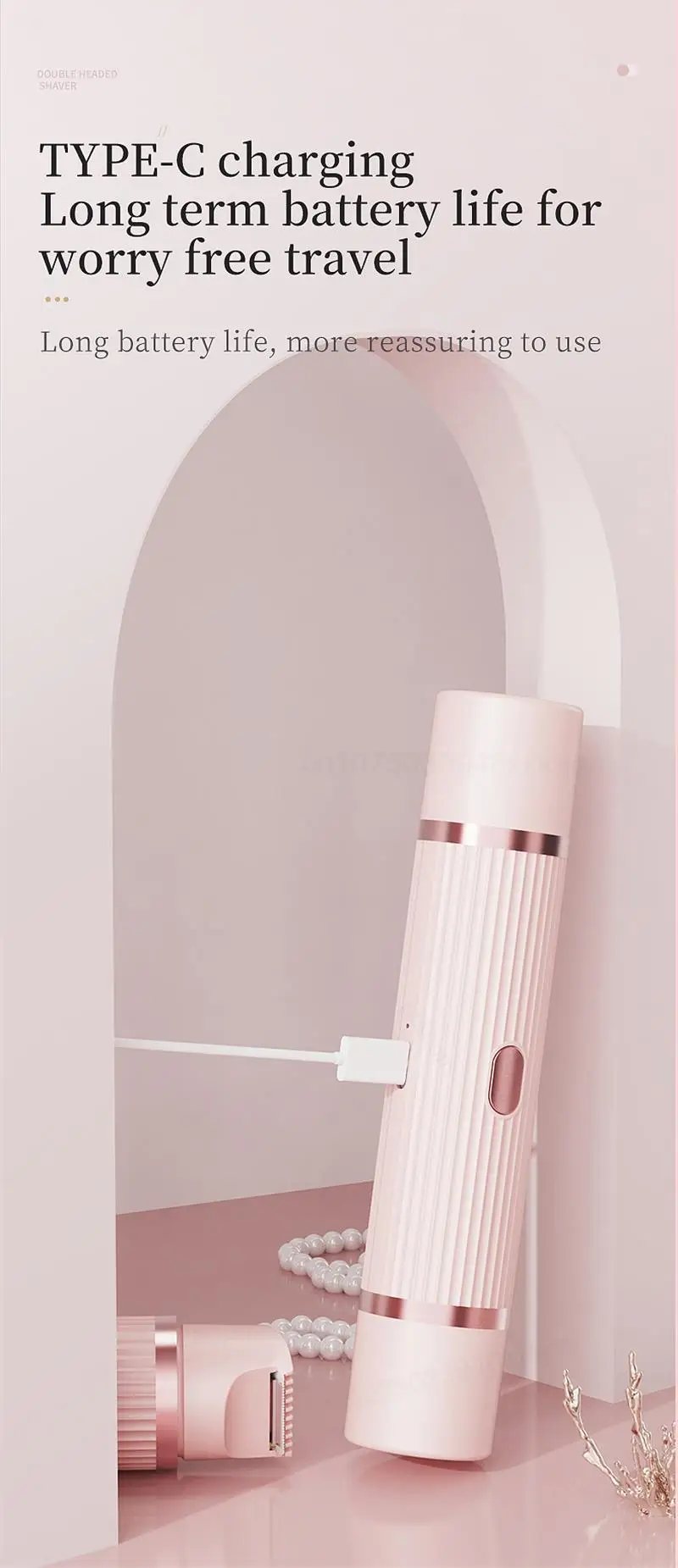Elektrische Rasierer für Frauen, wasserdichter Bikini-Trimmer, Gesichtsrasierer für Achseln, Beine, Damen-Körpertrimmer, Haarentfernung, Rosa, Lila – Detail 14