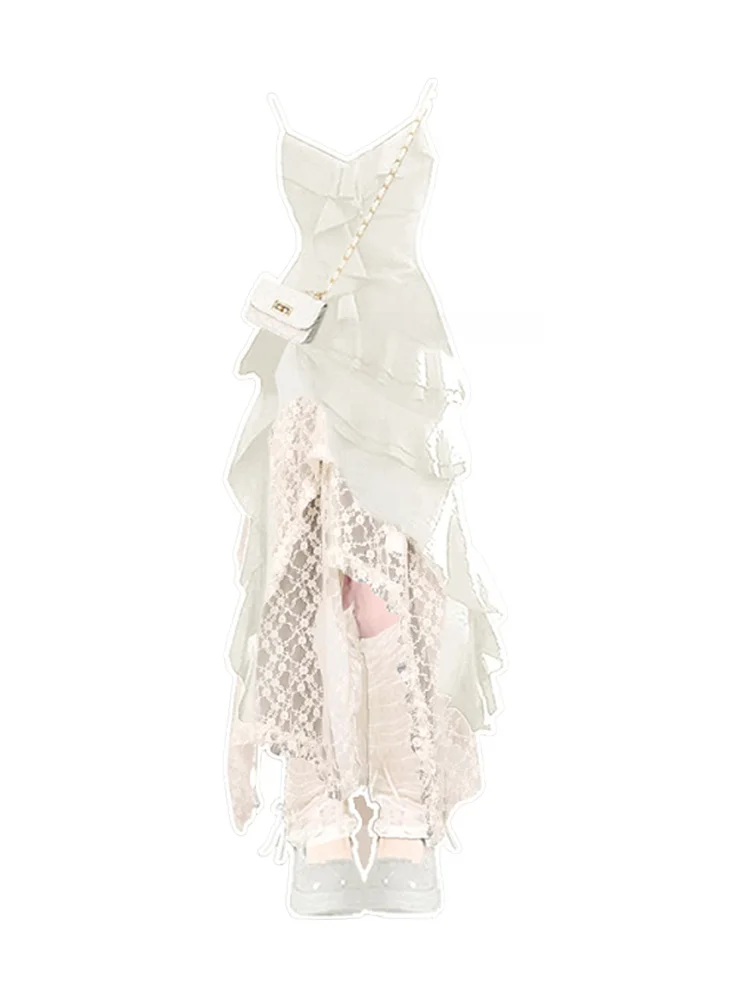 Tenue d'été à volants irréguliers pour femmes, jupe ajourée dr douce épicée, ensemble deux pièces, jupe t-shirt féerique