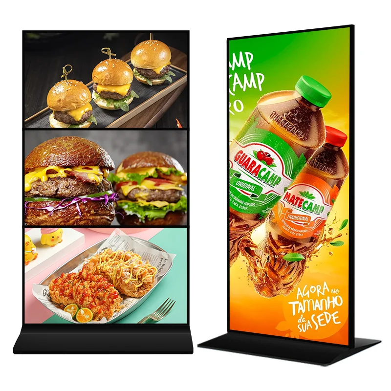 LCD 64 70 75 85 98 Inch Indoor Floor Standing 4k Narrow Bezel Splicing Android Full Screen Digital Signage Display