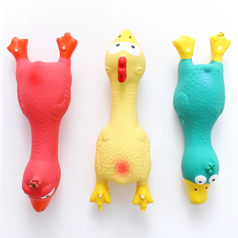 Cute Dog Sounding Toy Latex Chicken Shape Pet Squeak Toys Cat Puppy Chew Sound Toys Screaming Chicken Releasing Chicken