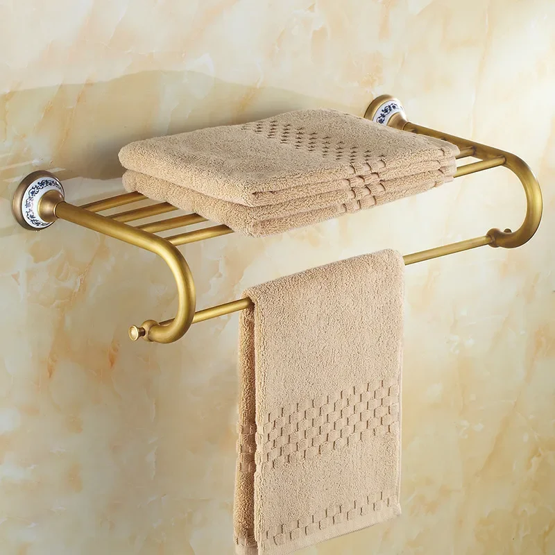 Antique Brass Bathroom Accessories Towel Bar Paper Holder Cloth Hook Soap Dish Cup Holder Toilet Brush Holder Ceramic Sets