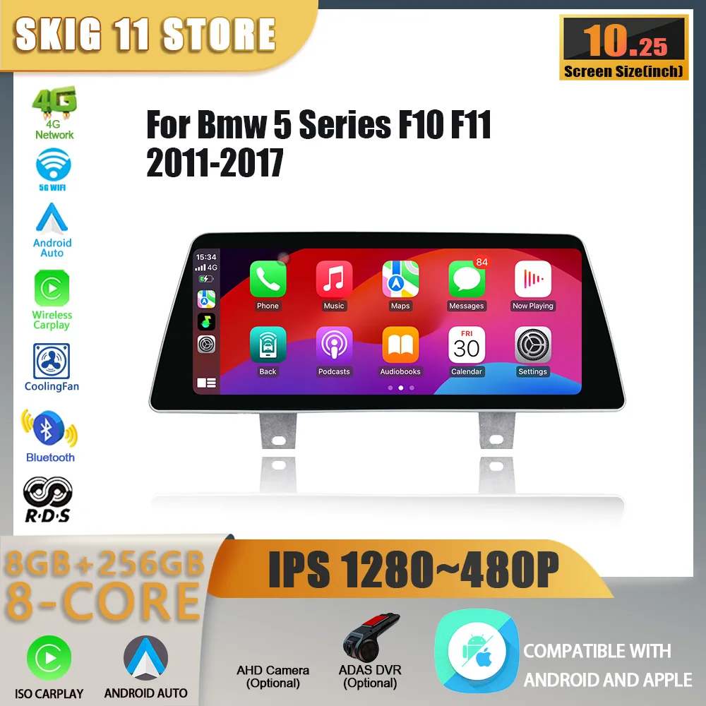 

10.25" Android 14 Radio For BMW 5 Series F10 F11 2011-2017 4G Car Multimedia Wireless Bluetooth CarPlay Autoradio Screen Stereo