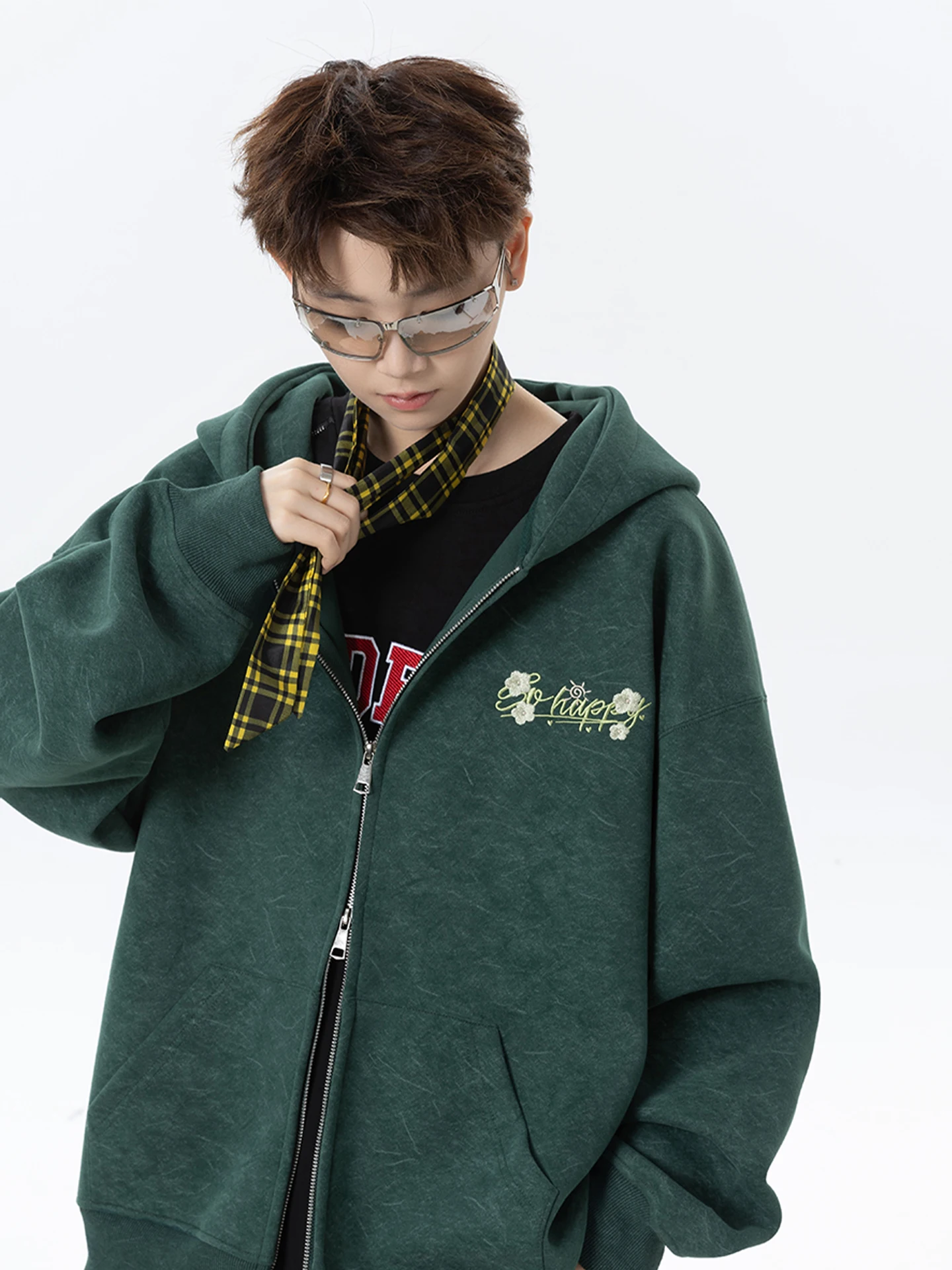 

Мужская толстовка-кардиган в стиле ретро-американский кэжуал, свободного кроя, с вышивкой и эффектом окрашивания, осенняя уличная мода