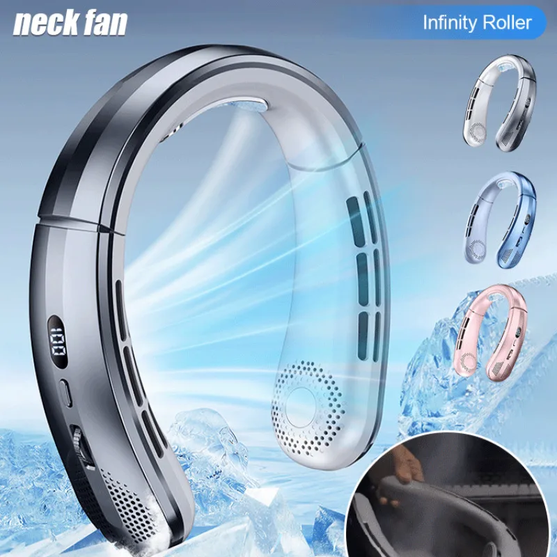 

Вентилятор на шею Carryon, большой цифровой дисплей, портативный мини-электрический вентилятор, незаменимый ветер, супер сильный