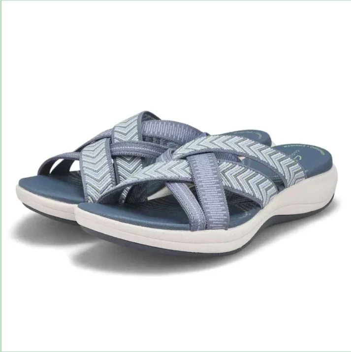 Sandalias cruzadas de fondo grueso para mujer, zapatillas de verano, sandalias suaves de Punta abierta, ligeras, planas, suela suave cruzada,