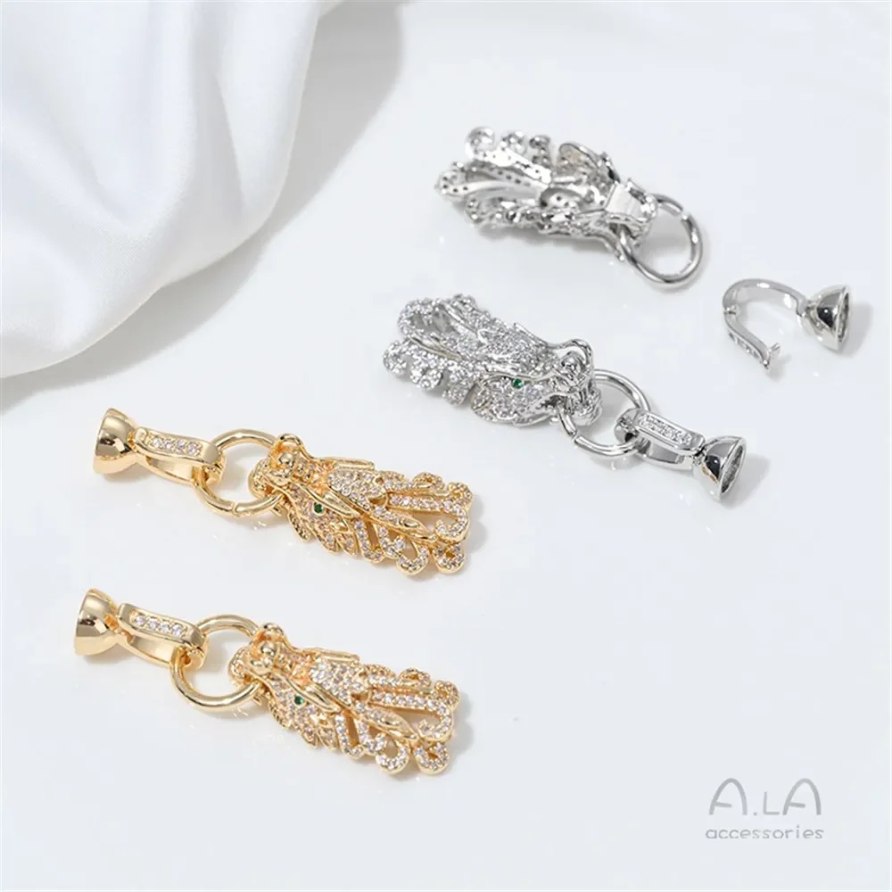 

1PCS 14K Gold Micro-inlaid Zircon Faucet Pearl Buckle Head Diy Handmade Necklace Bracelet Jewelry Buckle Accessories