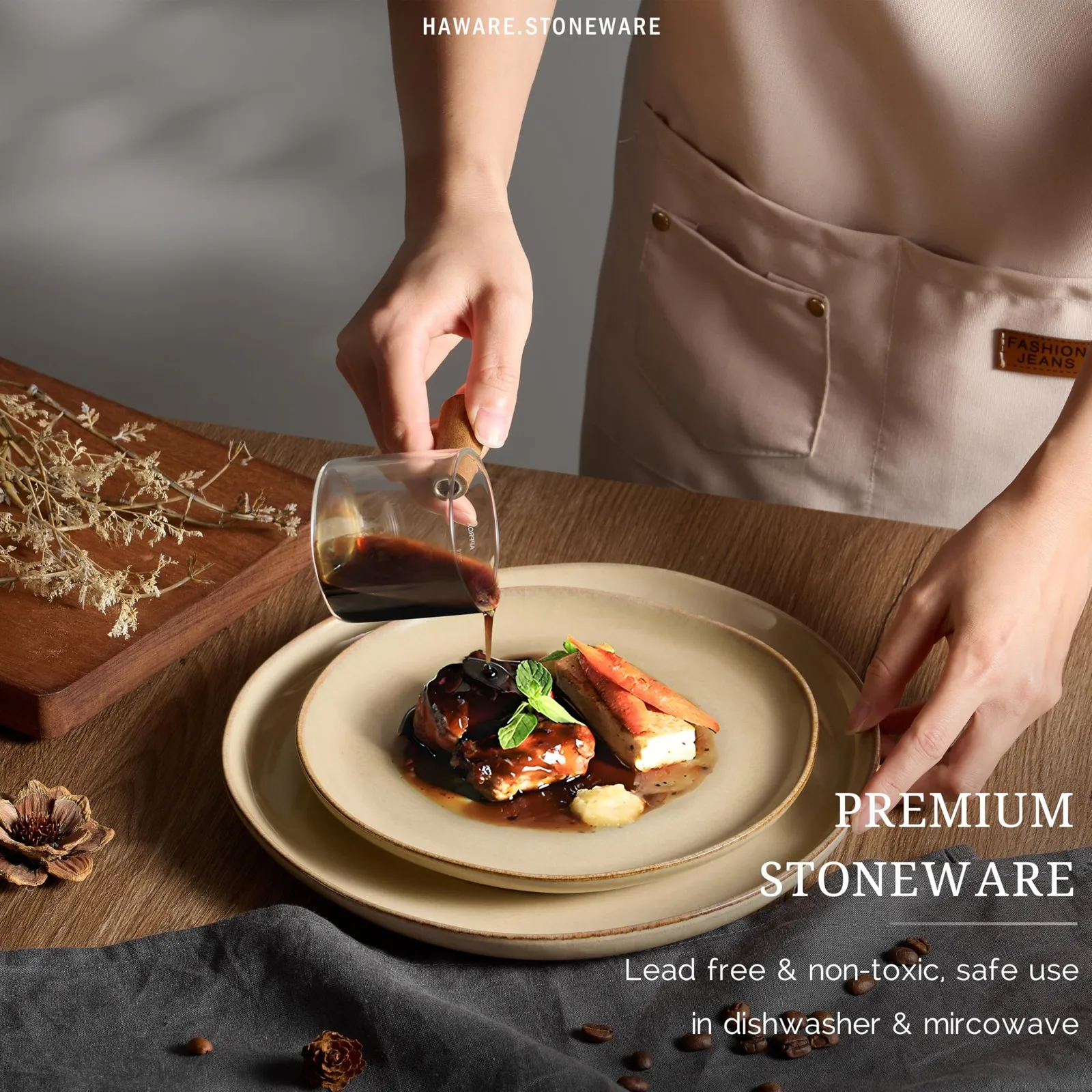 طقم أدوات مائدة سيراميك مكون من 18 قطعة من أواني الطعام الحجرية المطلية يدويًا أطباق وأطباق لتناول الطعام الحديث أدوات مائدة سيراميك أنيقة #4