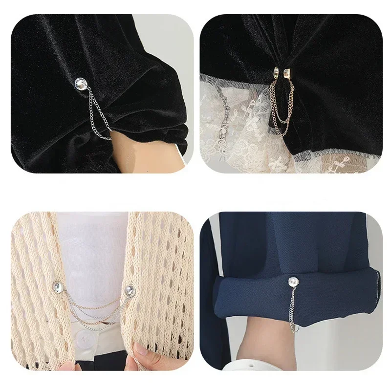 1/12pcs Sliver Magnetic Adjustable Trouser Legs Clips For Pants Pin Retractable Fixed Leg Pants Loose Button For Jeans Cardigan