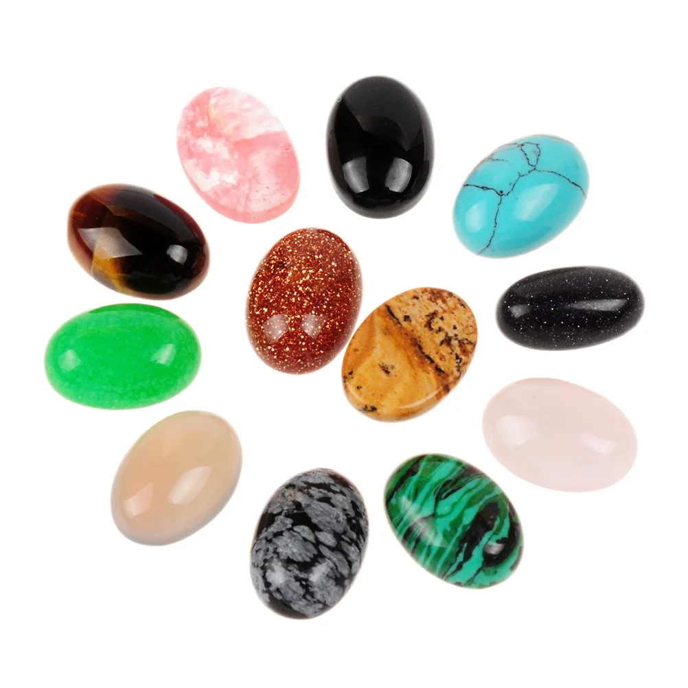 10Pcs Natural Stone Jewelry Accessories Unique Polished Cabochons DIY Crafts Flat Back No Holes Mixed Color Bulk