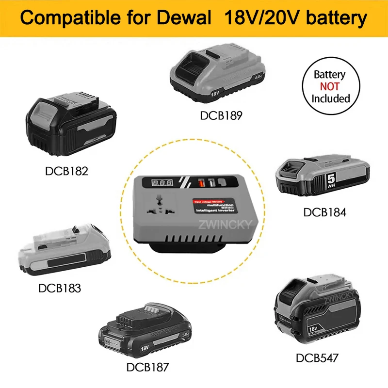 Stromwechselrichter DC 18V zu 220V Inverter-Adapter Stromversorgung für Haushaltsgeräte für Makita/Dewal/Milwaukee Outdoor-Camping – Detail 4