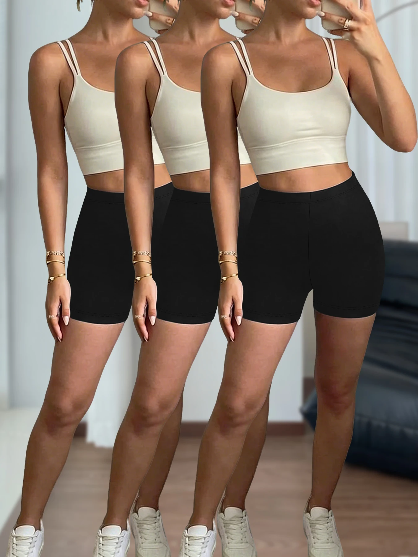 

Комплект из 3 супермягких велосипедных шорт для женщин, непрозрачные, для тренировок, бега, йоги, спортивные шорты, длина штанин 2 дюйма