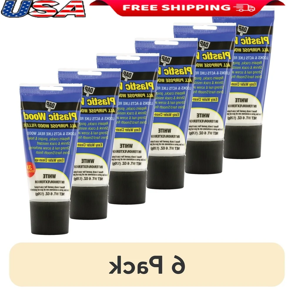 6 عبوات من حشو الخشب البلاستيكي اللاتكس لجميع الأغراض، 6 أونصة قابلة للطلاء وقابلة للانكماش ومقاومة للشقق، إصلاحات داخلية مثالية