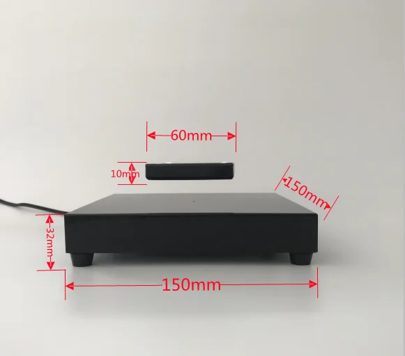 Popular Magnetic Levitation Display 200g Floating Glasses Square Display With 4 Led Light For Advertise