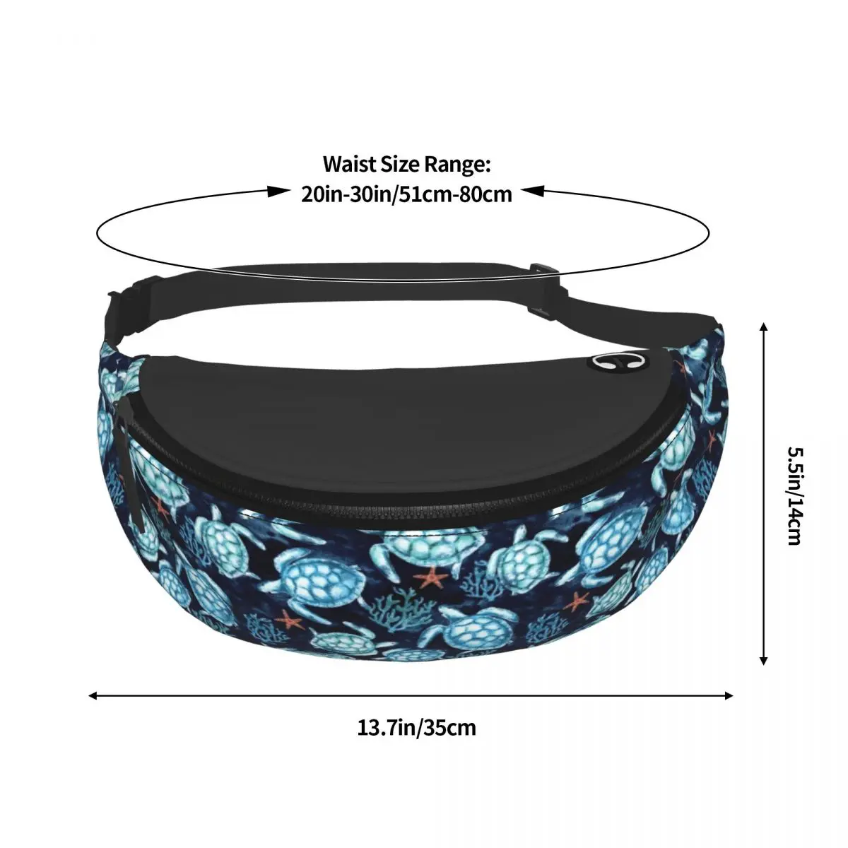 Casual Oceaan Blauwe Schildpadden Fanny Pack Vrouwen Mannen Zee Dier Crossbody Heuptas Voor Reizen Fietsen Telefoon Geld Zakje