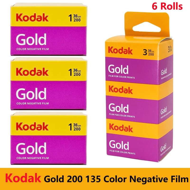 1 2 5 6 10 Rollen 36 opnamen per rol KODAK GOLD 200 35mm film voor KODAK M35 / M38/H35/F9/I60 filmcamera (Vervaldatum: 2027)