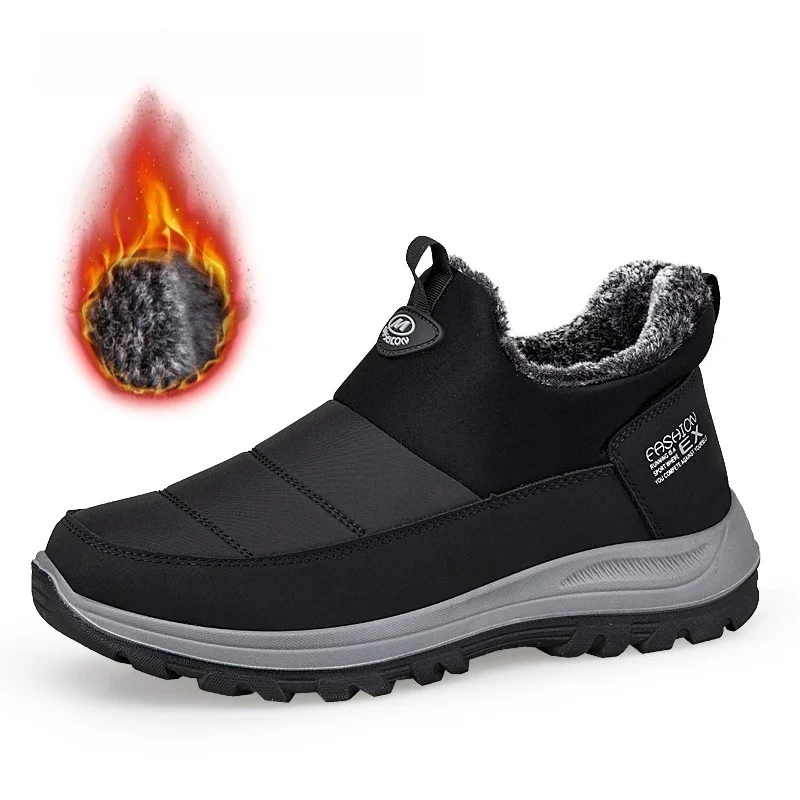

Высококачественные зимние мужские ботинки с мехом, теплые ботинки до щиколотки, новые мужские водонепроницаемые снегоступы, повседневные кроссовки для пар, легкая обувь