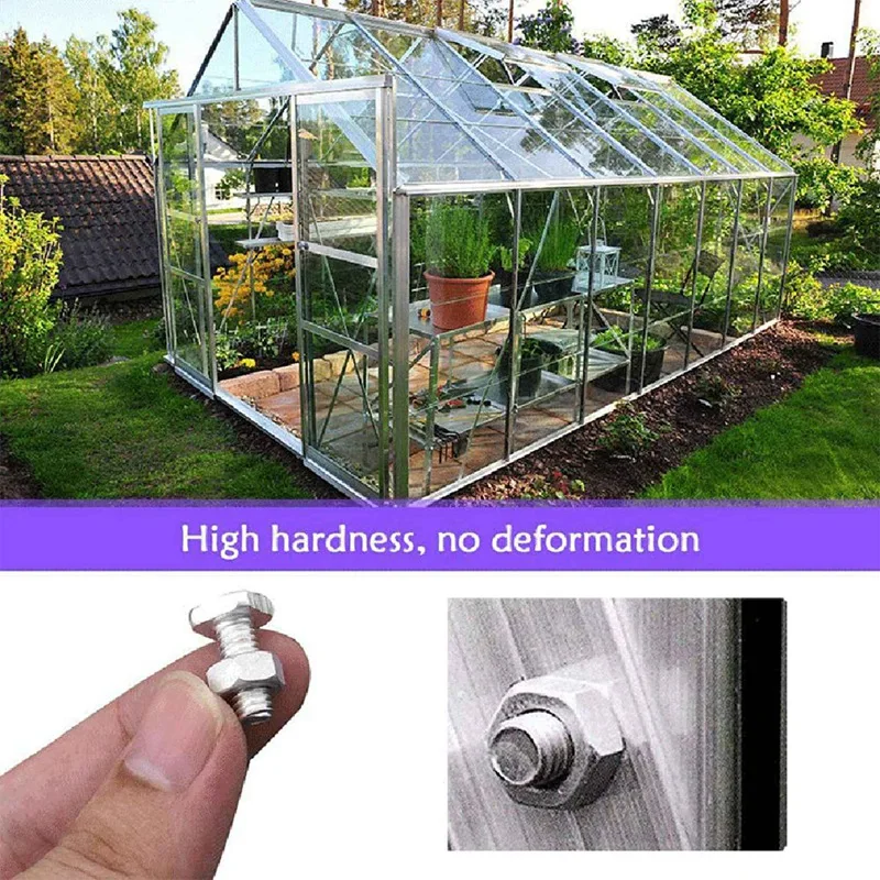 100Sets Greenhouse Nuts & Bolts Cropped Head Aluminium Nuts Bolts For Glasshouse Building Repairing Waterproof Universal