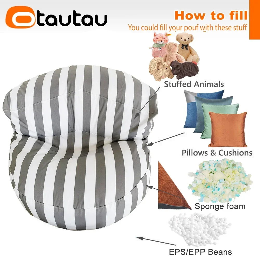 OTAUTAU New Upgraded! Bean Bag Cover with Inner Liner Without Filling Home Outdoor Pool Side Waterproof Beanbag Pouf Saon SF207