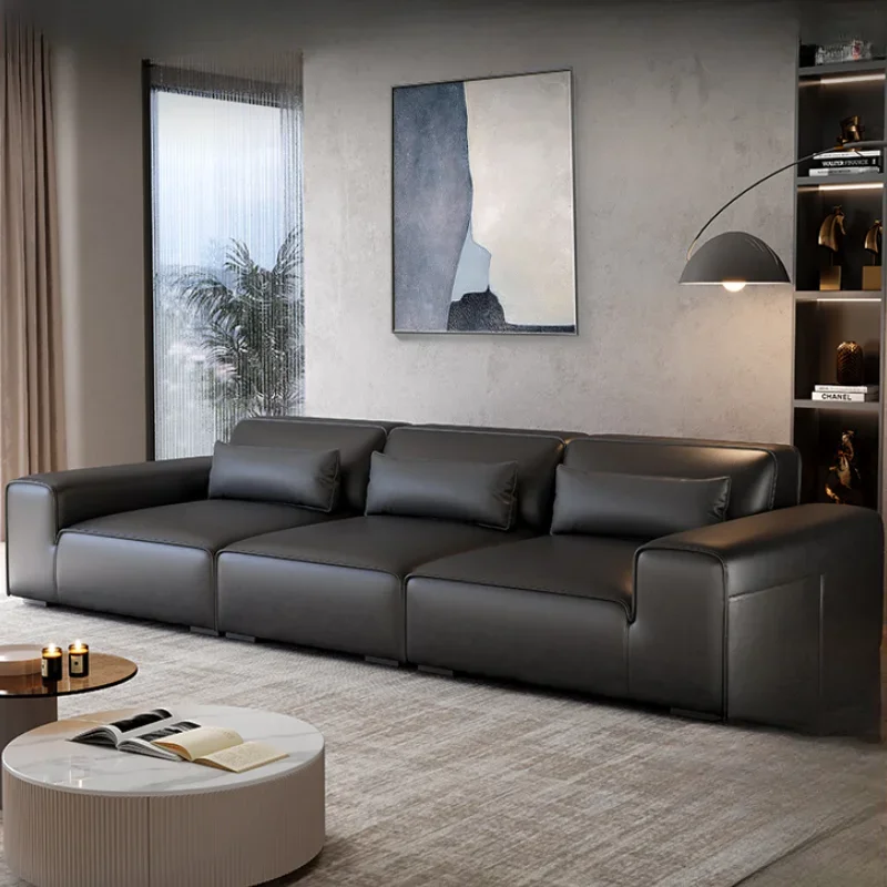 

Frameless Large Black Leather Sofa Comfortable Relax Living Room Small Apartment Italian Couches Clearance Couch Living Room
