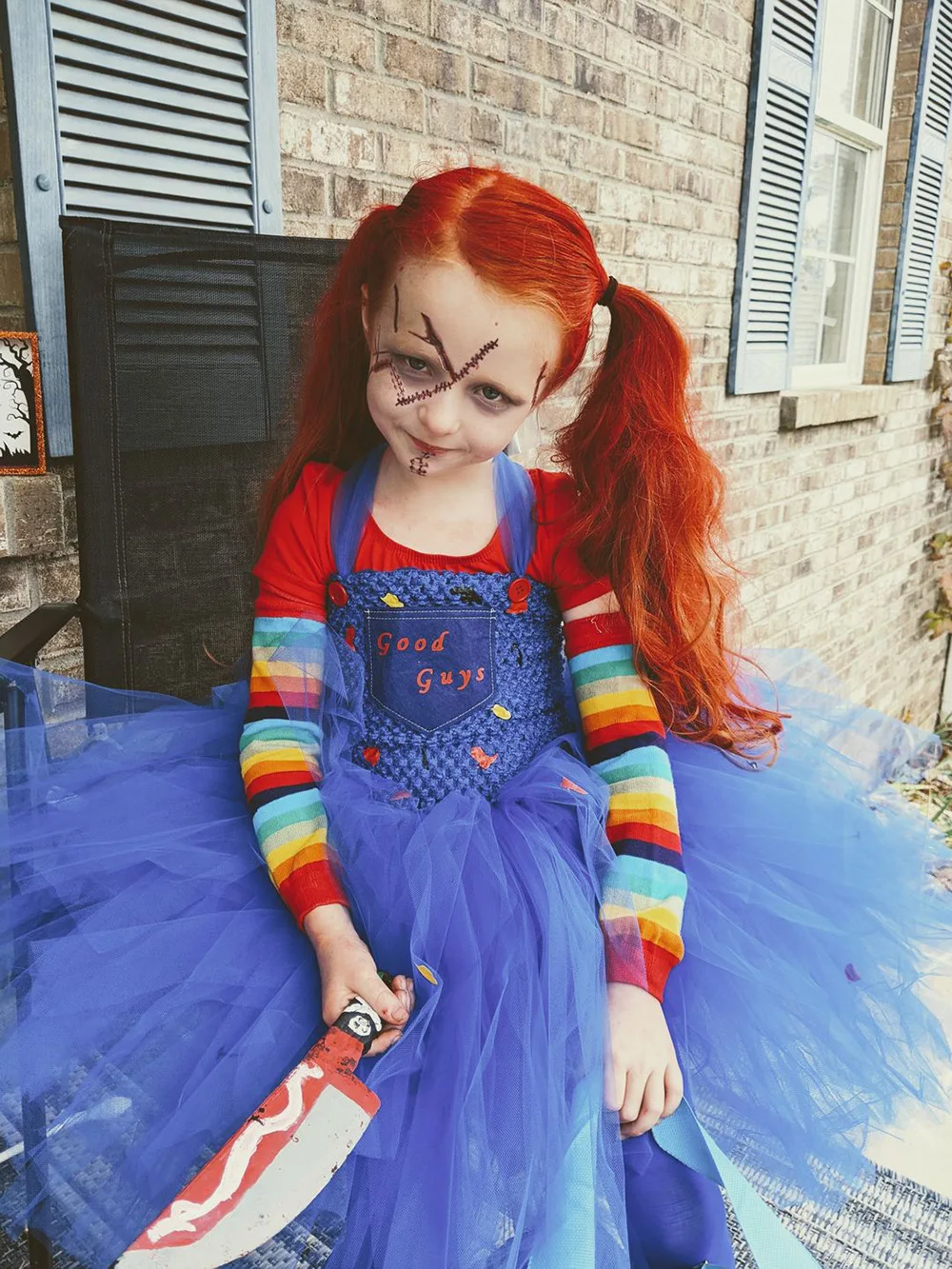 Kid Play Chucky Cosplay Horror Movie Costume Kids Halloween Fluffy Dress Tutu Skirt Halloween Cosplay Chucky Clothing